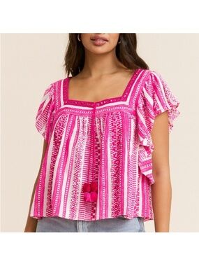 Saylor ruffle sleeve blouse